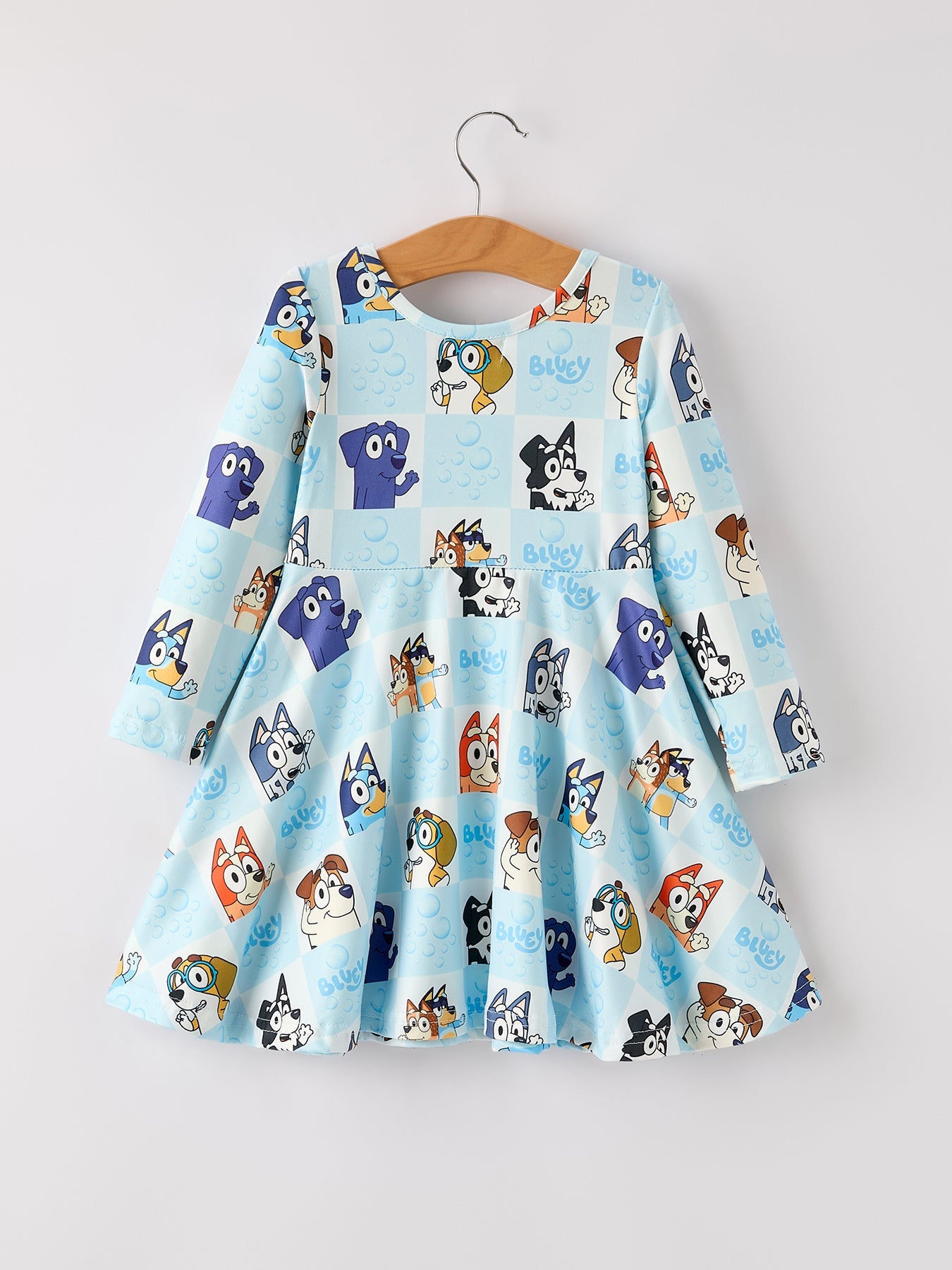 Character Print Blue Girls Dress