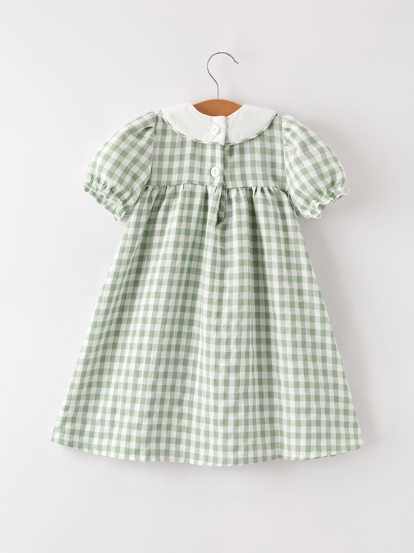 Fall Halloween & Thanksgiving Pumpkin Applique Plaid Green Girls Dress