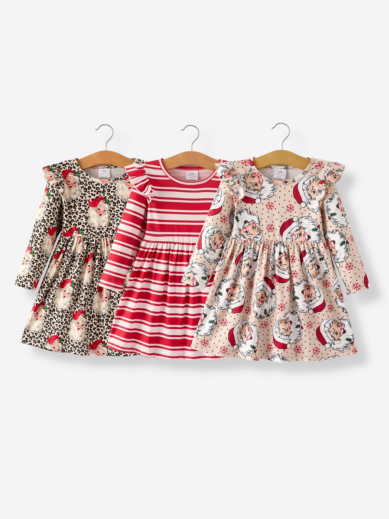 Christmas Santa Character Stripe Print Dress Set (3 Pieces)