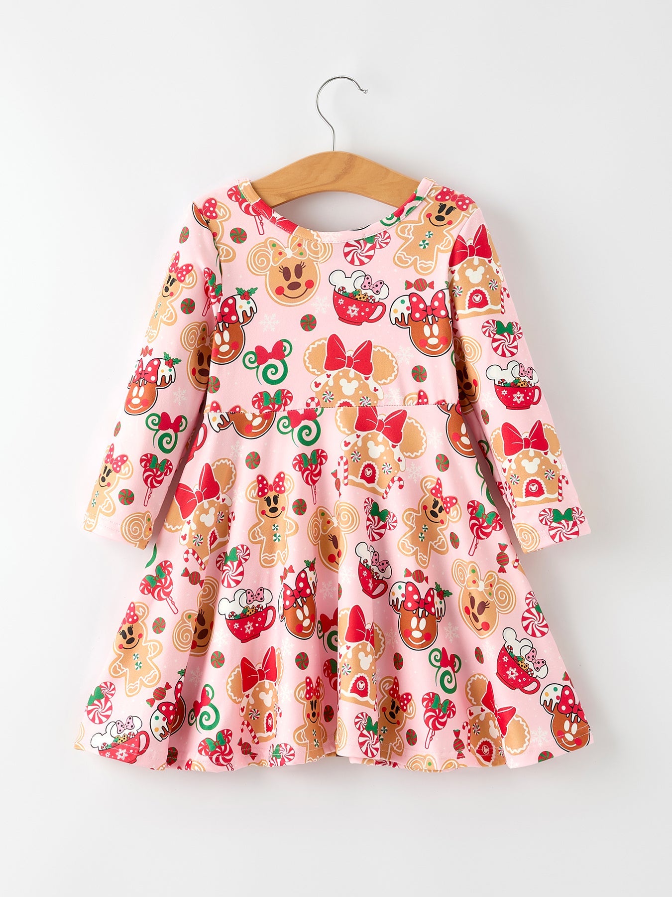 Christmas Character Sweet Gingerbread and Candy Print Girls Dress