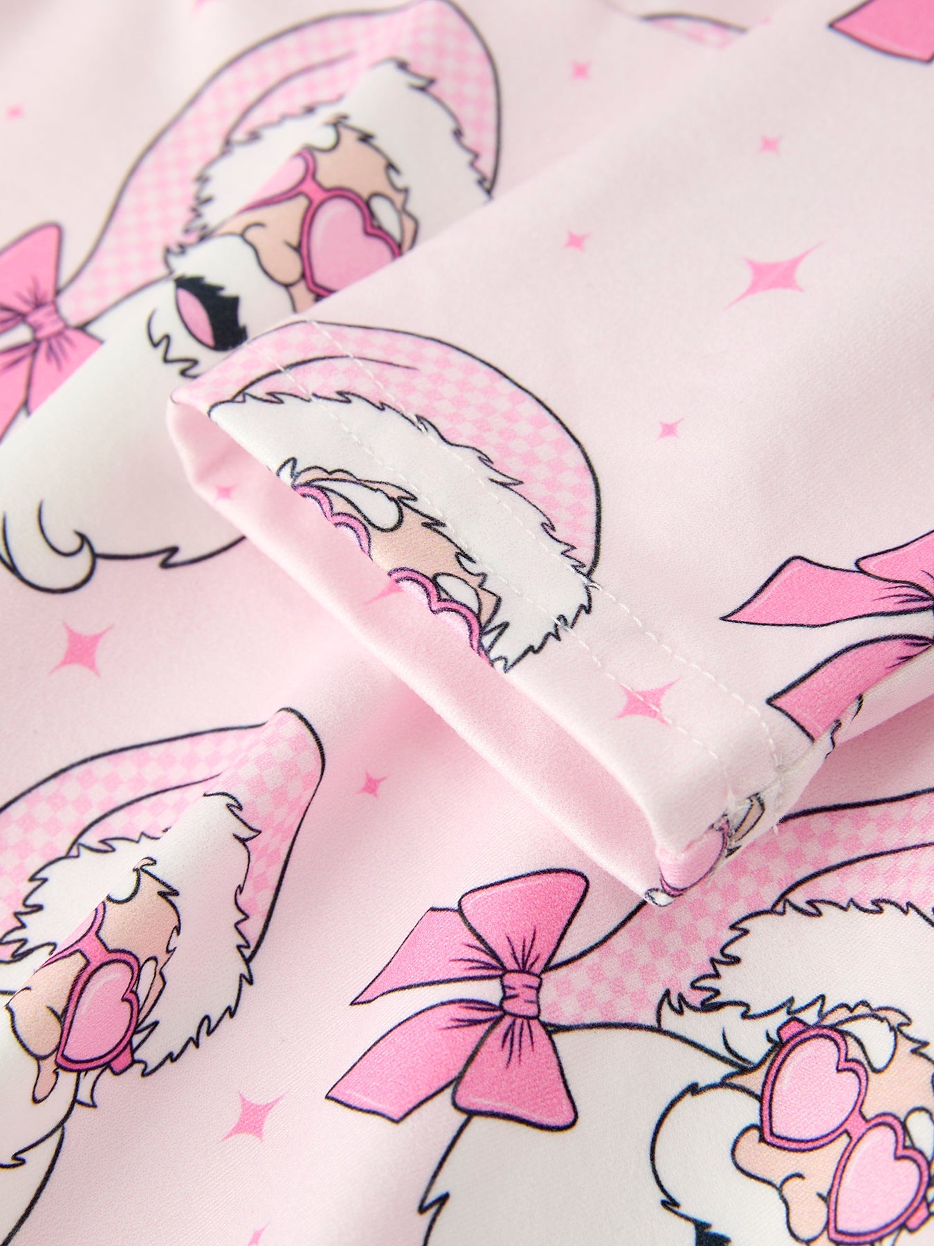 Christmas Pink Santa Claus Print Girls Dress