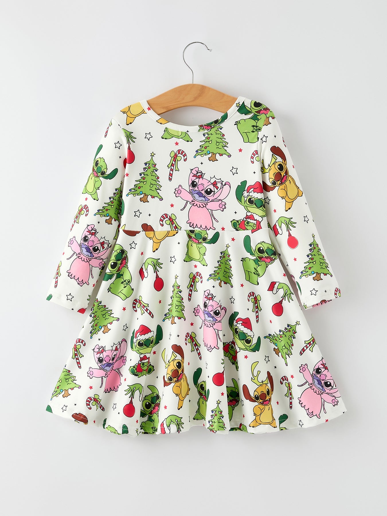 Christmas Girls Dress with Tree and Characters
