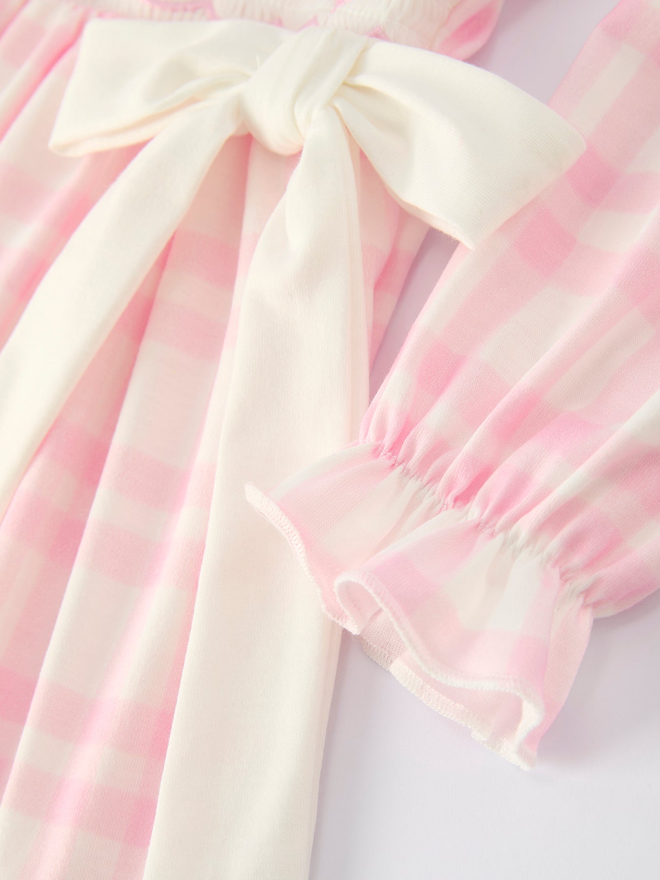 Pink Ballet Bow Plaid Dress