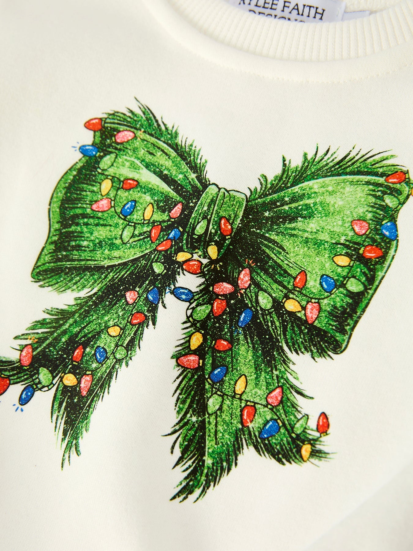 Christmas Bow Print Baby Romper with Green Furry Bell Bottoms