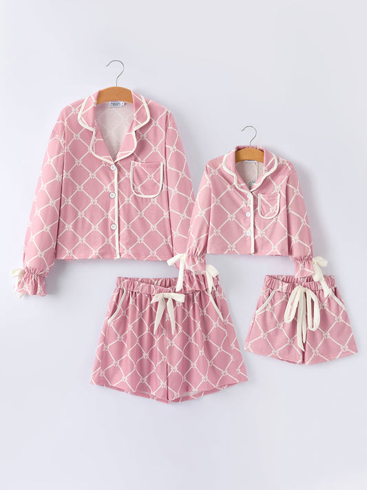 Bow Lapel Pajamas- mommy and me matching