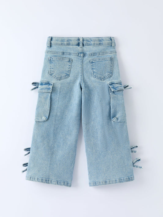 Wide-Leg Denim Pants With Pockets