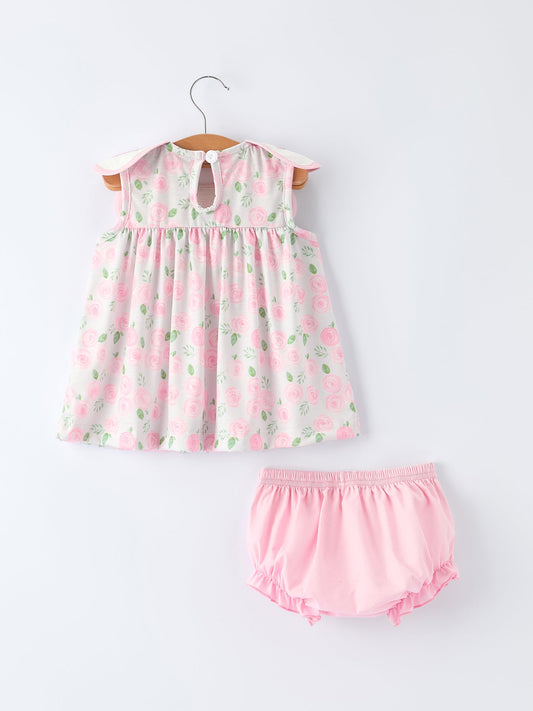 Petal Peter Pan Collar Christ Bishop Christening Baby Girls Bloomer Set