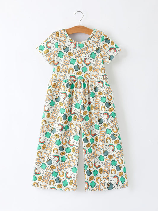 St Patrick's Day Shamrock Girl Jumpsuit