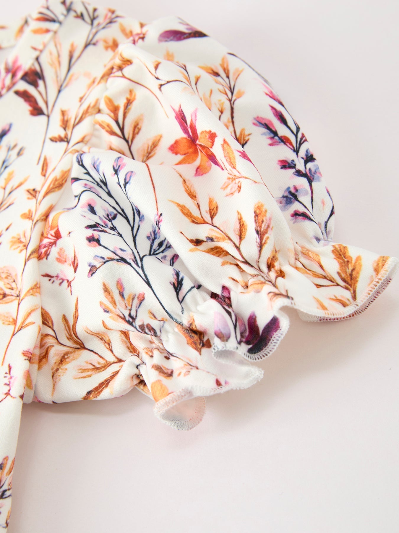 Fall Floral Puff Sleeve Ruffle Girls Dress - preorder