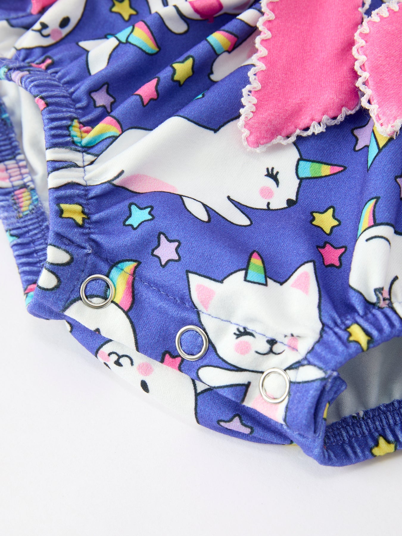 Unicorn Cat Print Girls Long Sleeve Romper