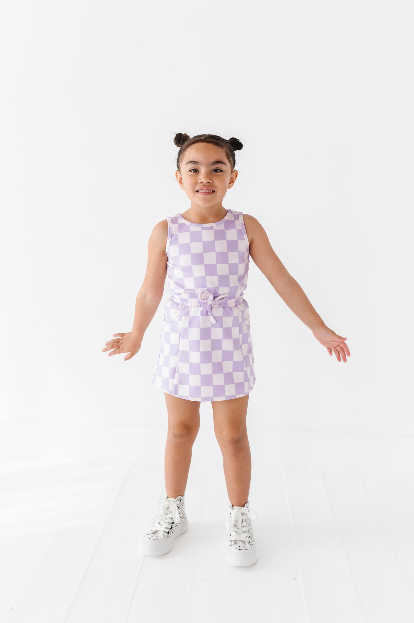 Violet Check | Skater Dress (with detached shorts!)