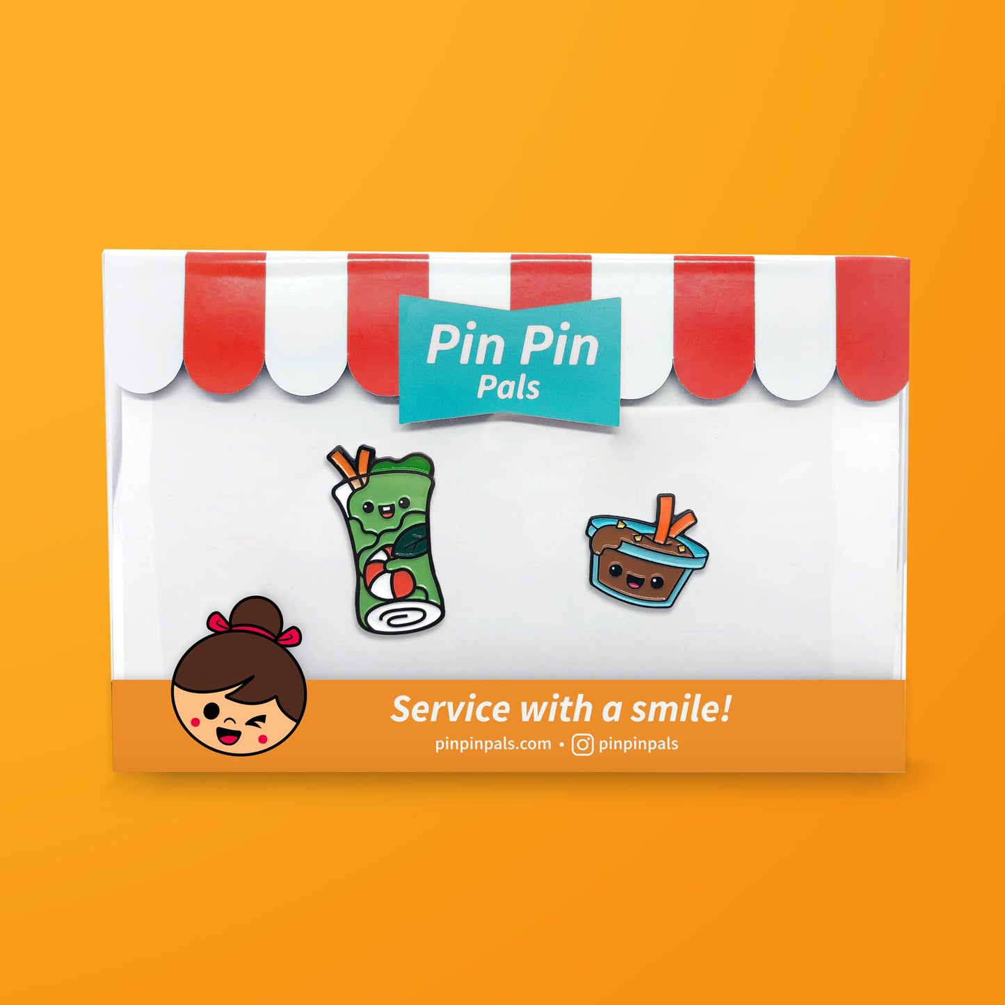Spring Roll & Peanut Sauce Enamel Pin Set