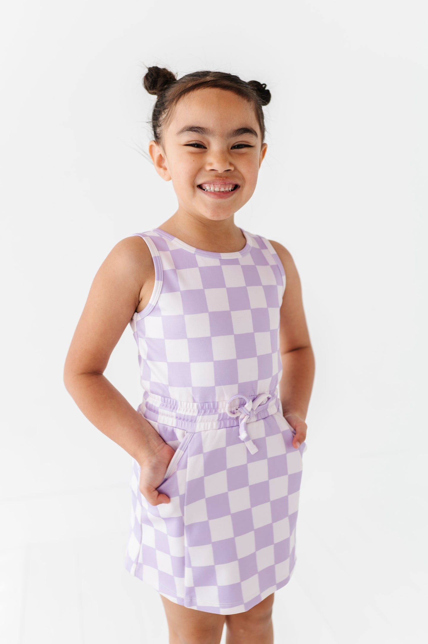 Violet Check | Skater Dress (with detached shorts!)
