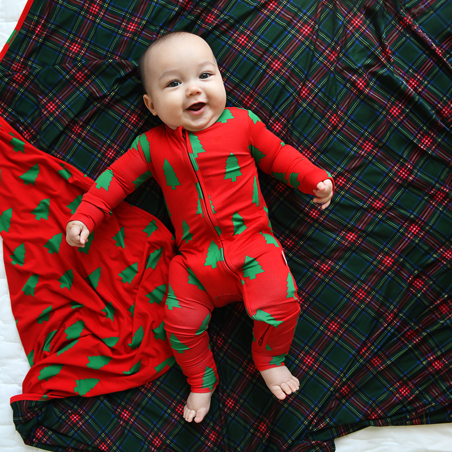 Christmas Trees Convertible Zip Onesie
