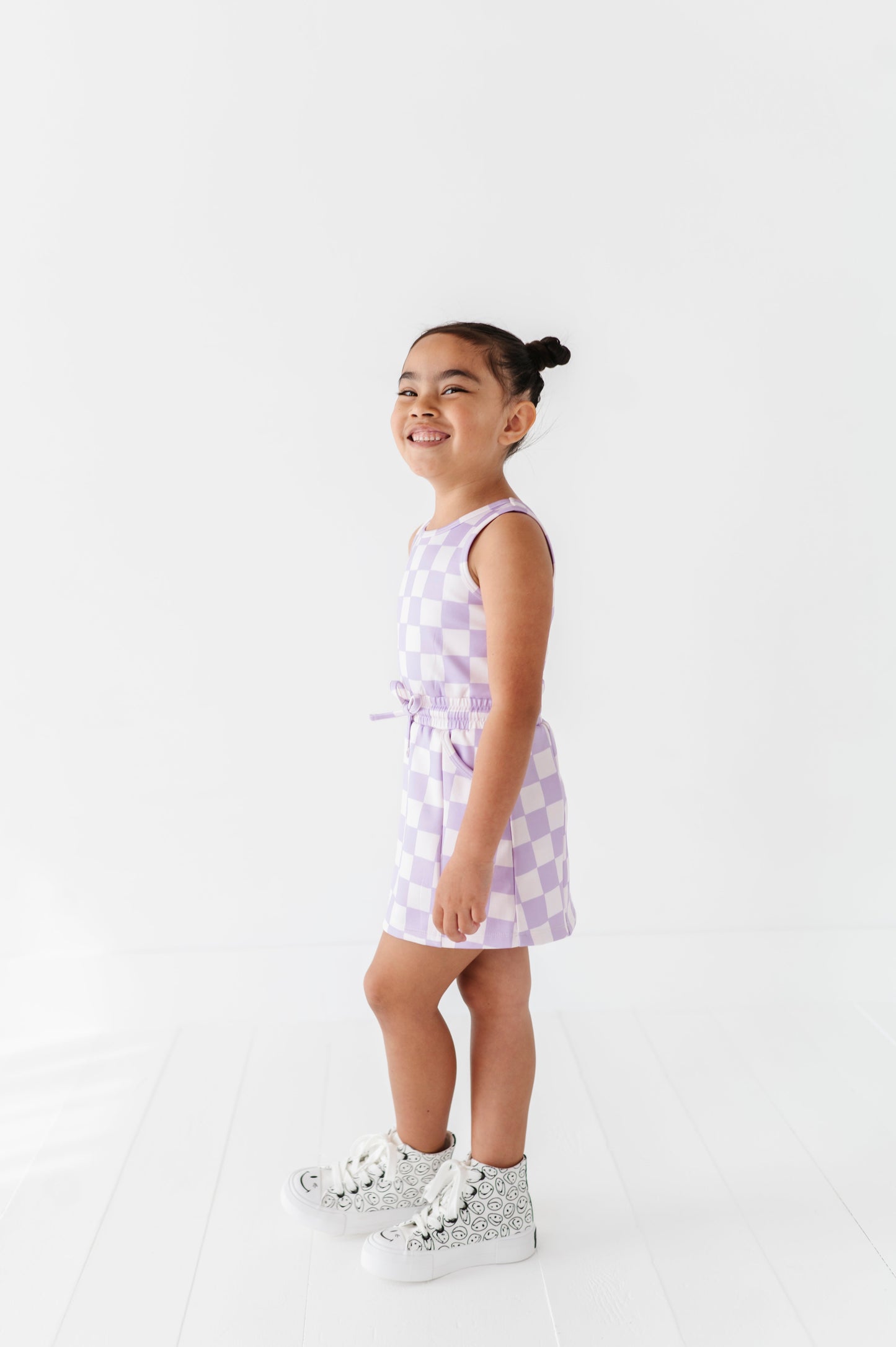 Violet Check | Skater Dress (with detached shorts!)