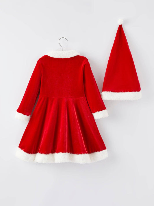 Christmas Red Velvet Dress with hat
