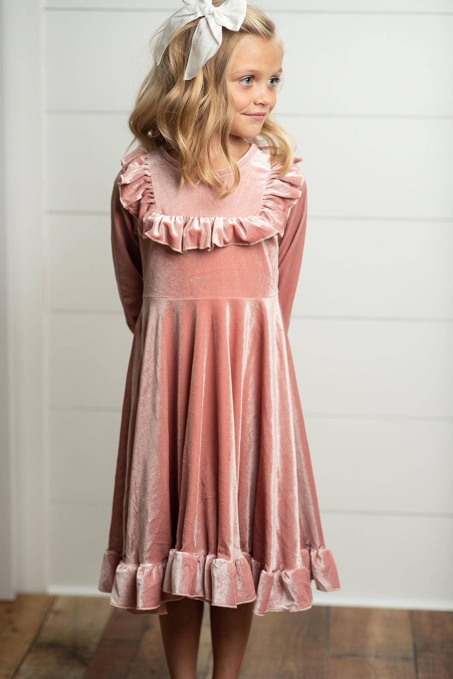 Pink Velvet Ruffle Fancy Dress