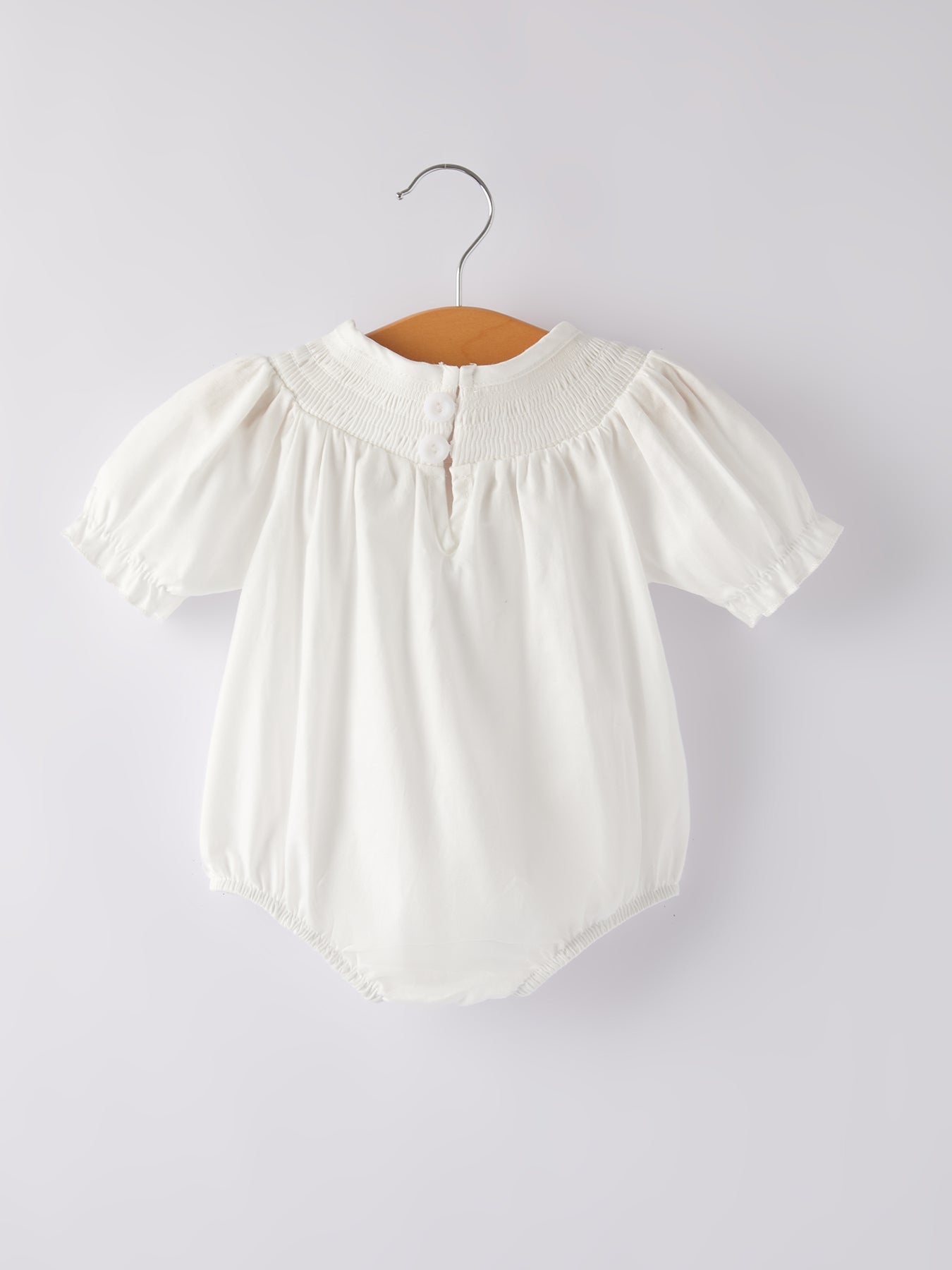 White Smocked Christening Girls Romper