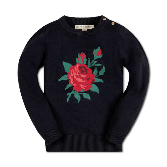 Rose Intarsia Organic Sweater