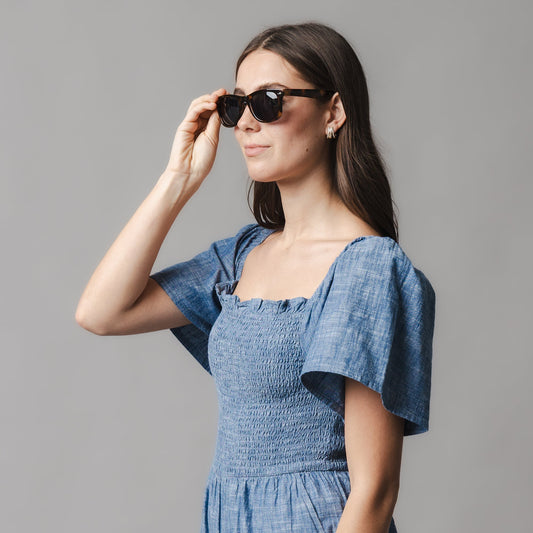 Organic Smocked Chambray Romper adult