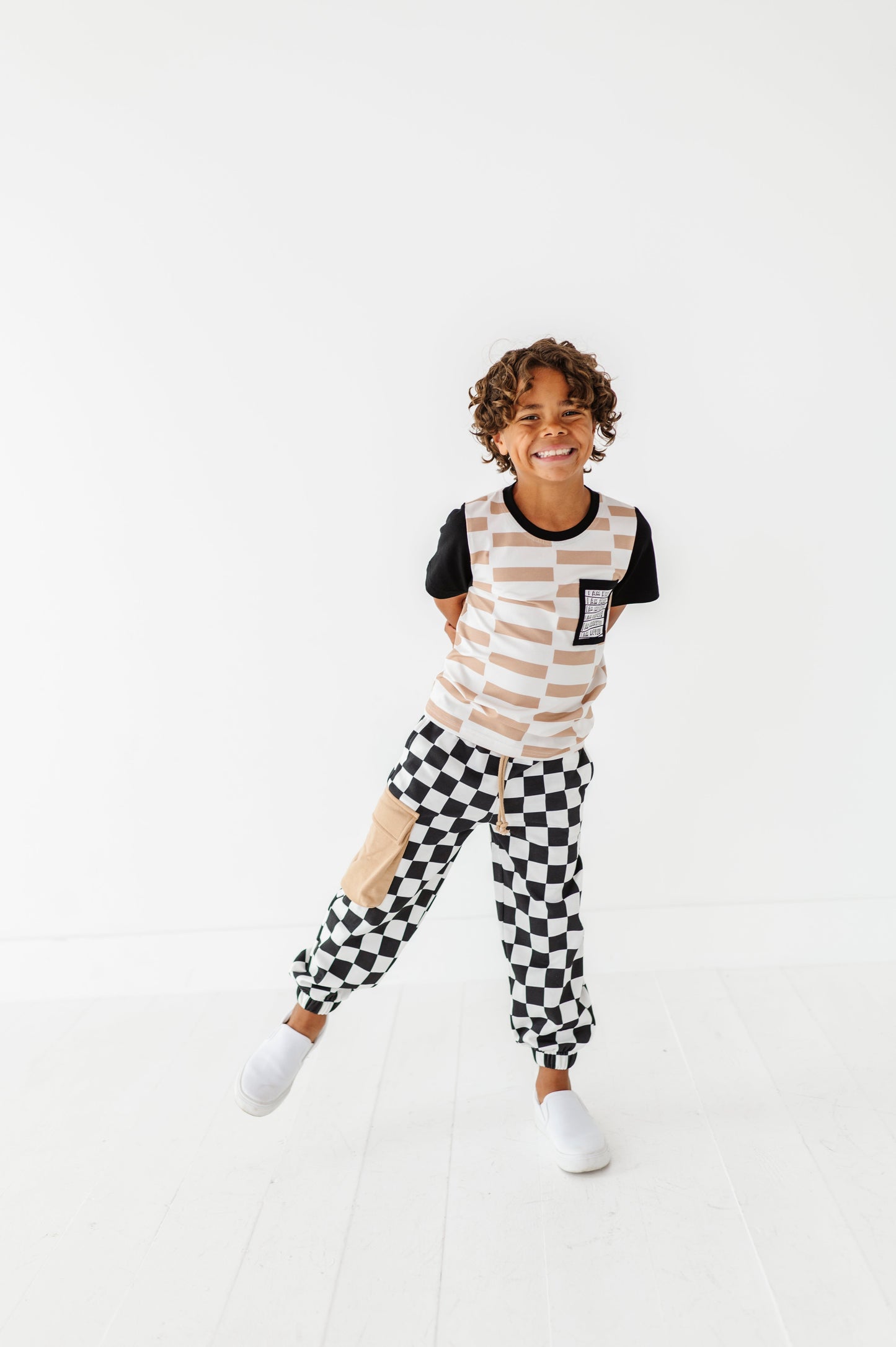 Chunky Tan Check Affirmation Pocket Tee