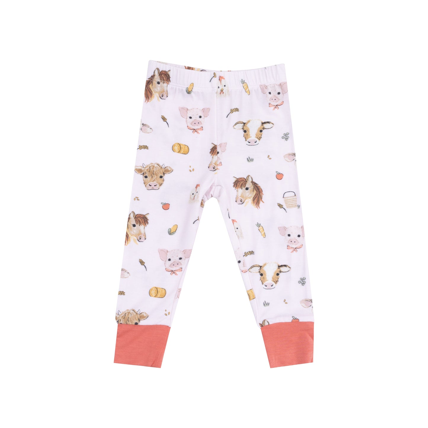 Short Sleeve Loungewear Set - Vintage Animals Faces Pink