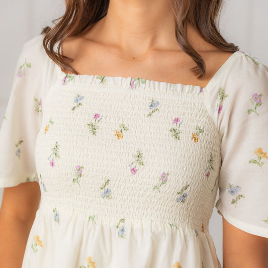 Organic Bell Sleeve Smocked Dress