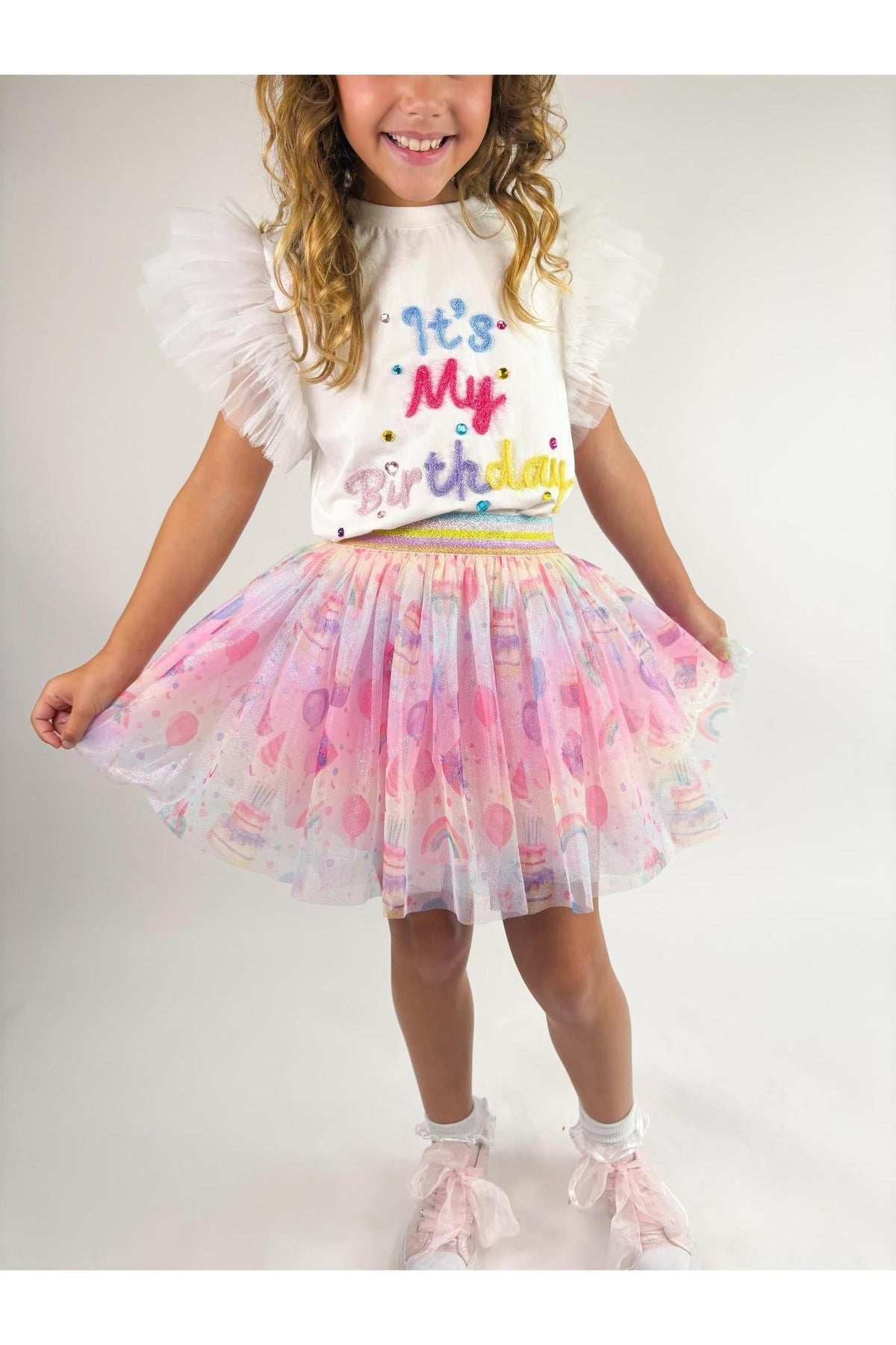 Birthday Print Tulle Skirt