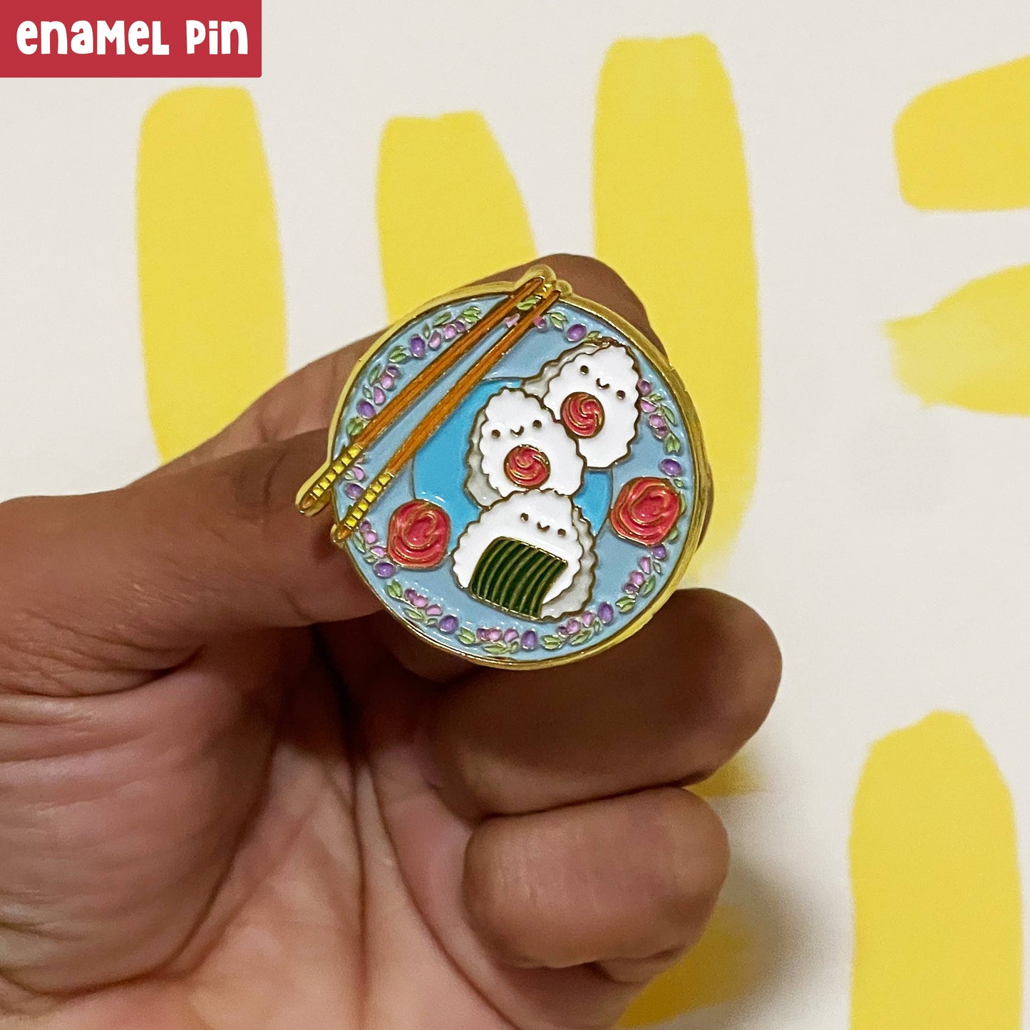 Kawaii onigiri sushi enamel pin