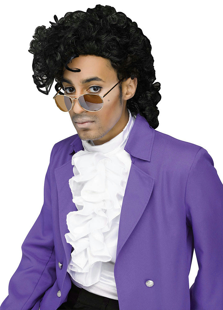 Fun World Mens Black Purple Pain Prince Celebrity Costume Wig