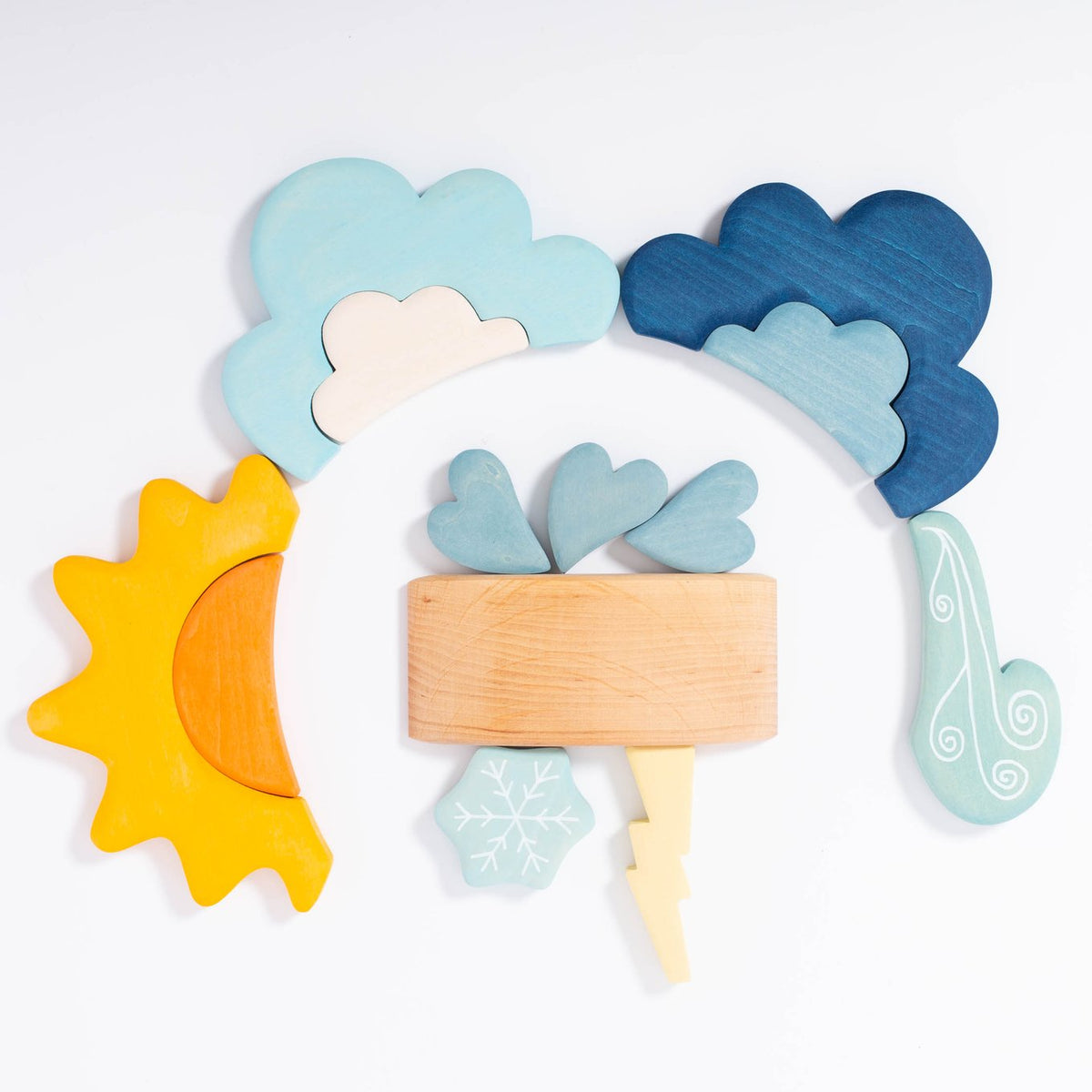 13-Piece Wooden Weather Building Blocks Set (Stained)