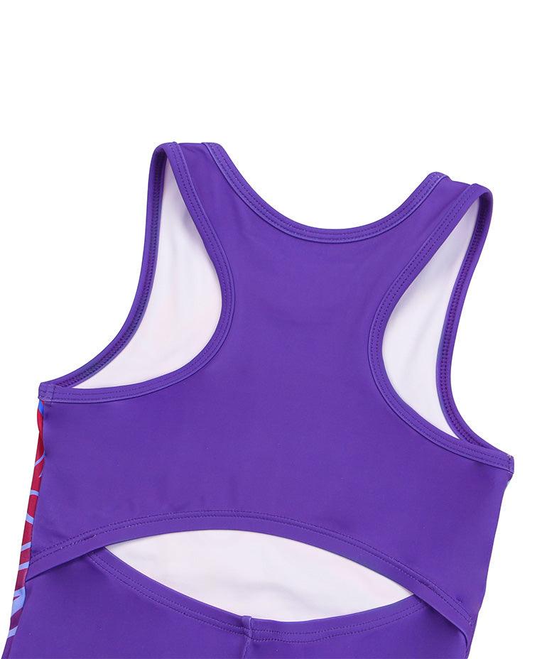 Purple Unicorn Pattern Biketard Unitard for Girls