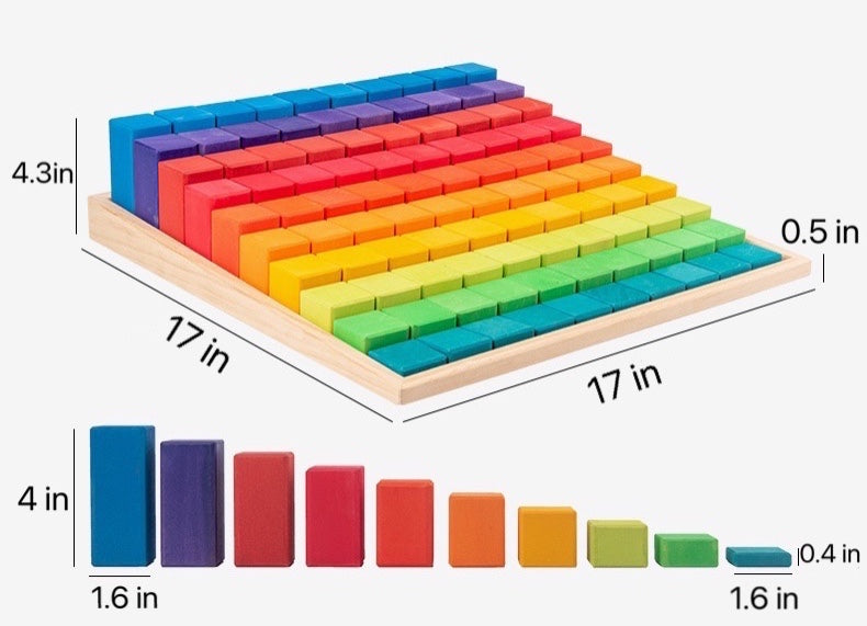 100-Piece Large Stepped Counting Building Block Set - Primary (Stained)