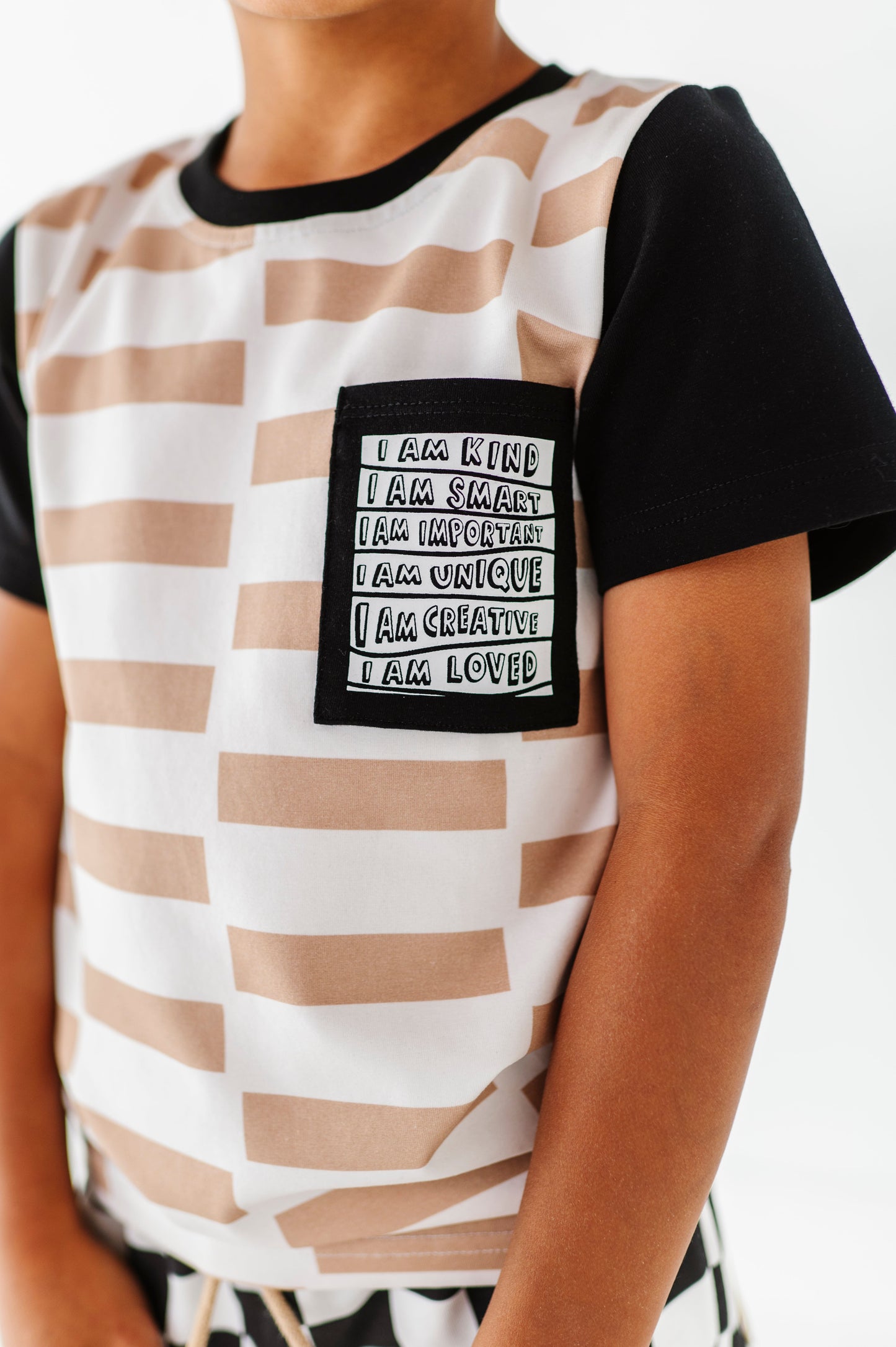 Chunky Tan Check Affirmation Pocket Tee
