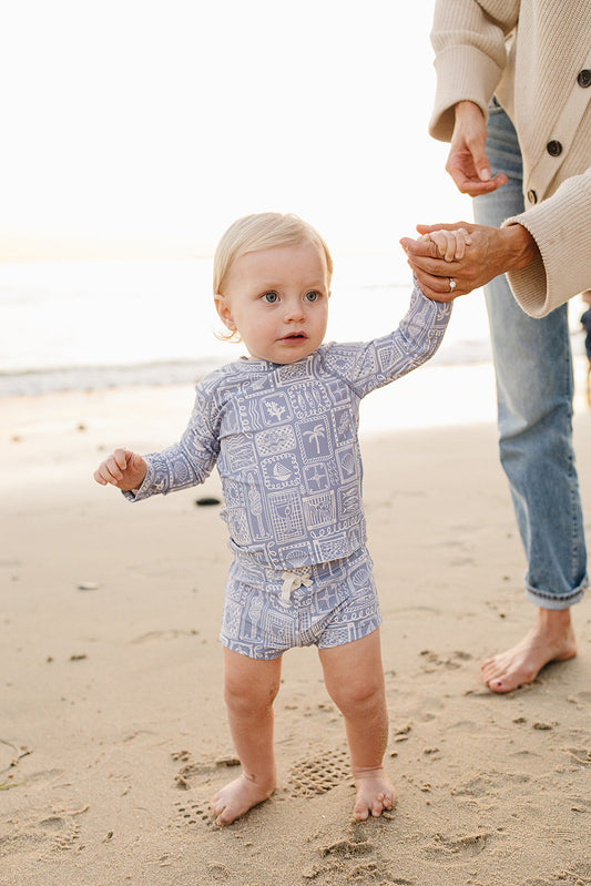 Blue Beach Long Sleeve Swim Set