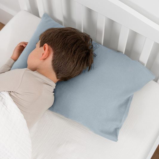 Toddler Pillows with Soft Cotton Pillow Case in Pacific Blue
