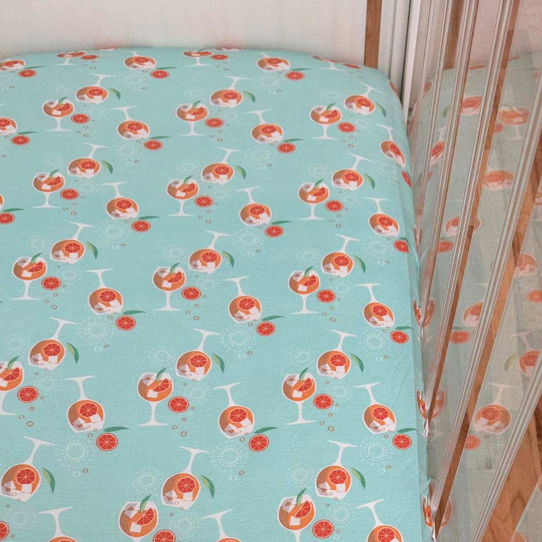 Amalfi Coast Aperol Spritz Seafoam Crib Sheet