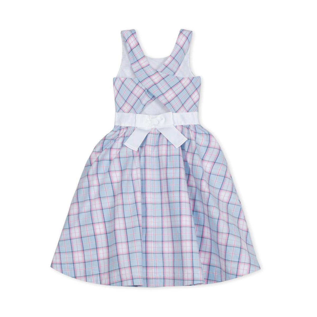 Organic Cross Back Party Dress - English Blue Plaid