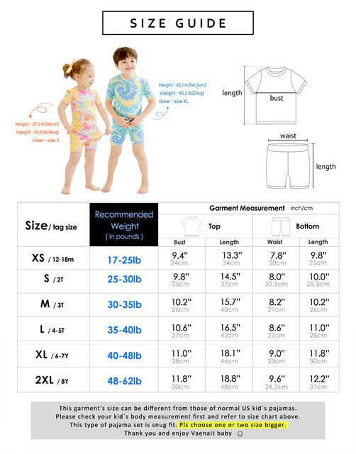 Bamboo Tie Dyeing Rainbow Short Sleeve PJs