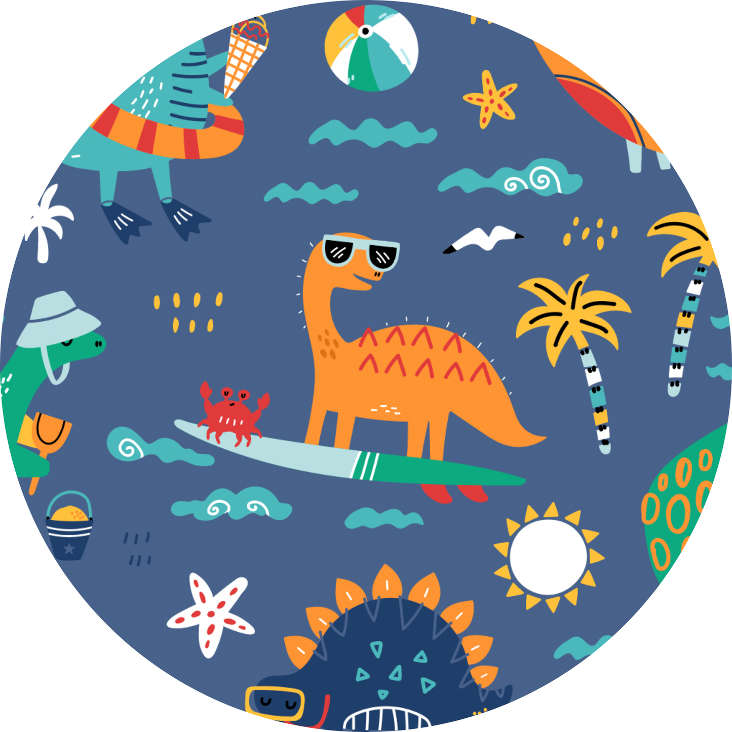 Blue Dino Boys Swim Trunks
