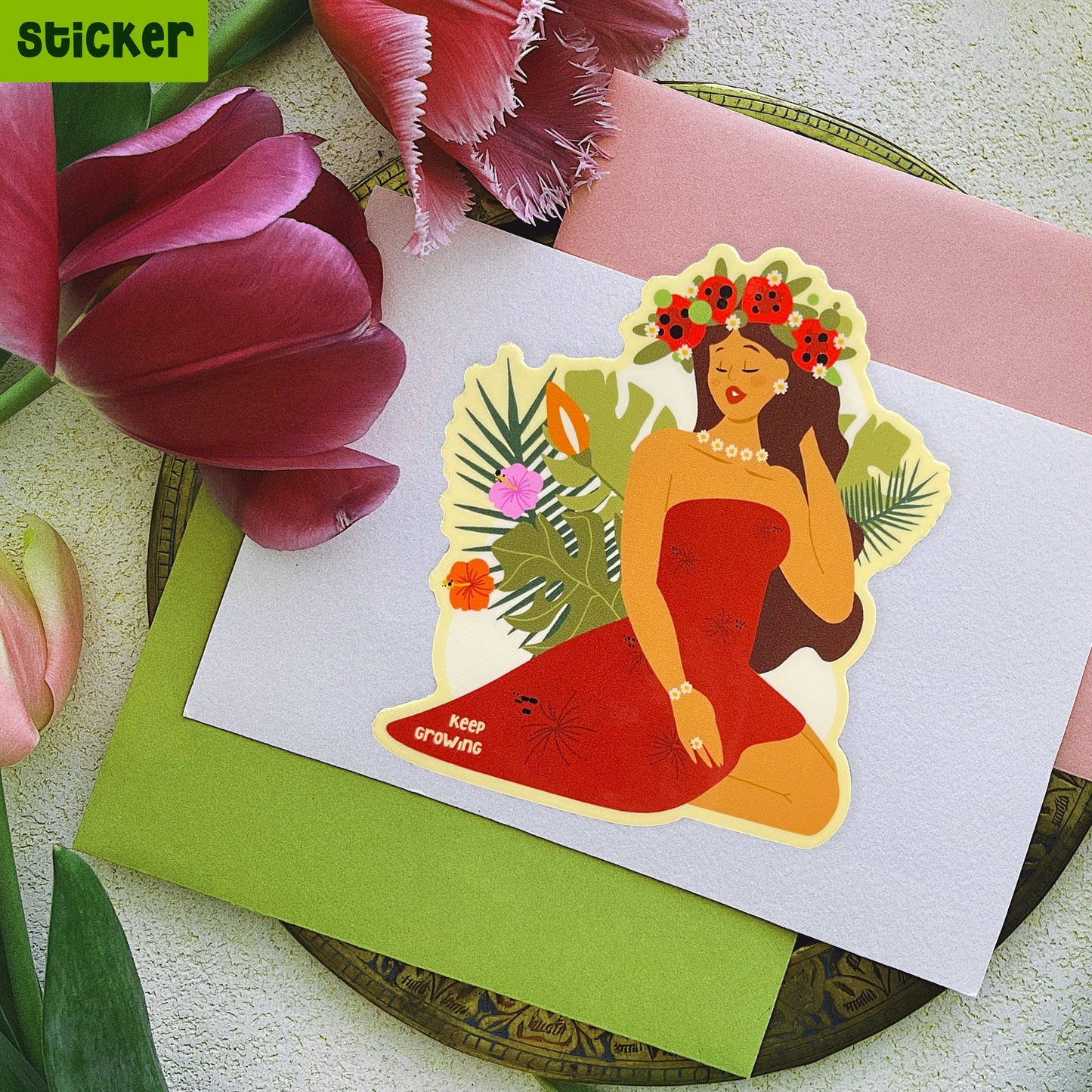 Keep growing AAPI handmade glossy sticker