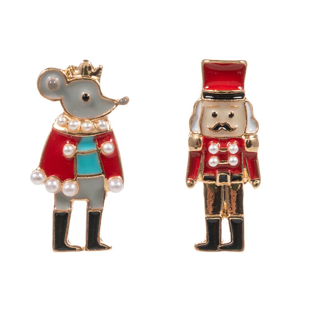 Holiday Nutcracker Mouse King Stud Earrings