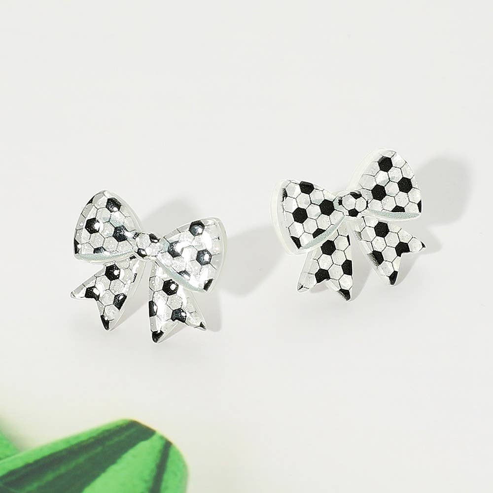 Resin Sports Baseball/Basketball/Football Bow Stud Earrings