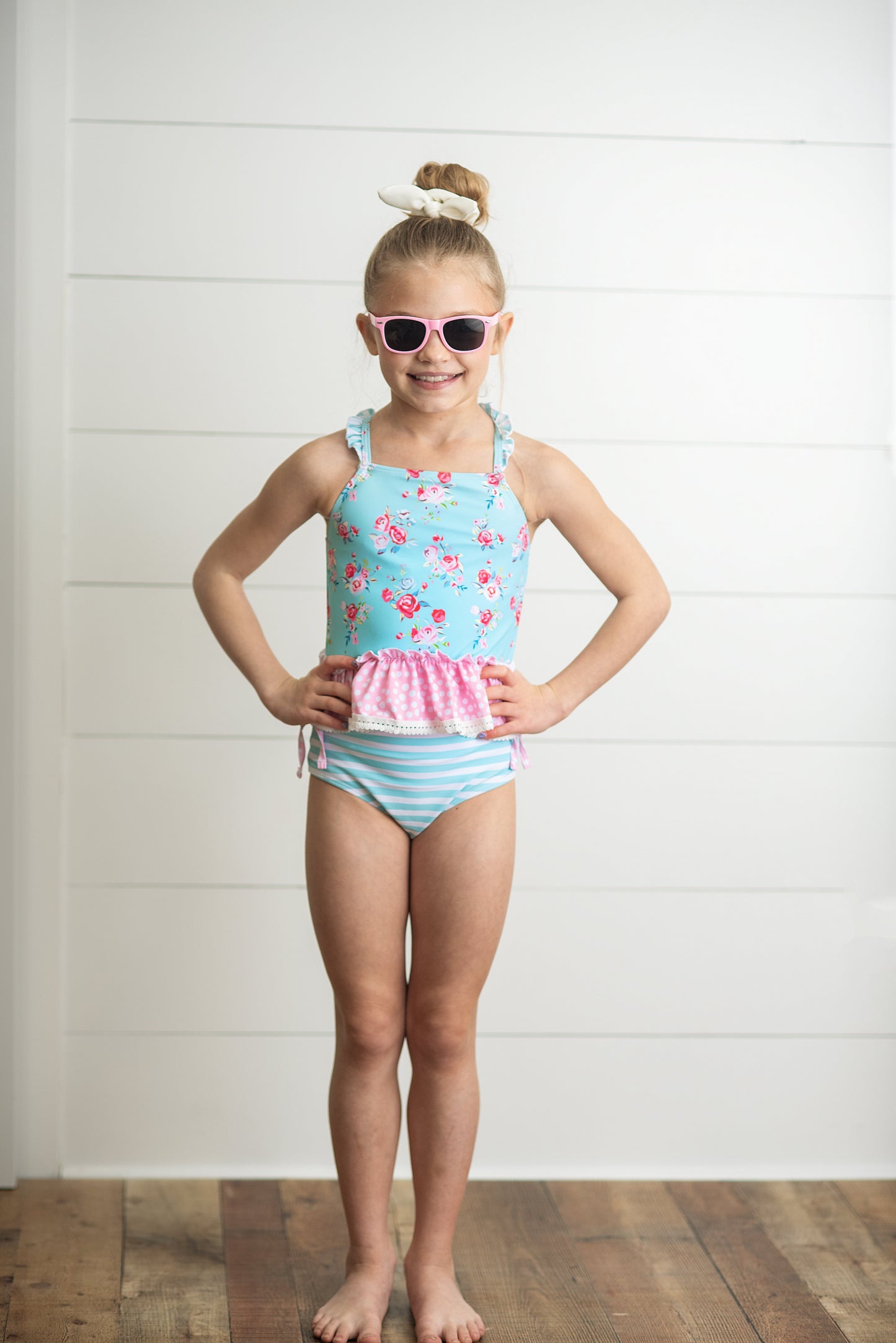 Teal Pink 2 Piece Swimsuit