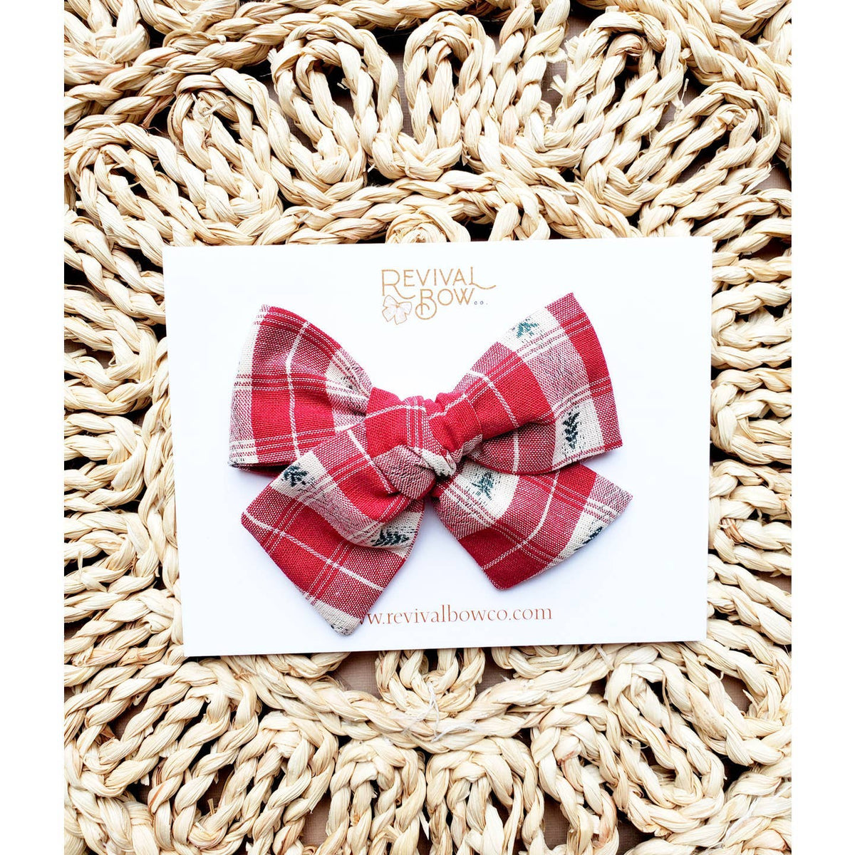 Large Christmas Bow on Clip • Christmas Tree Plaid