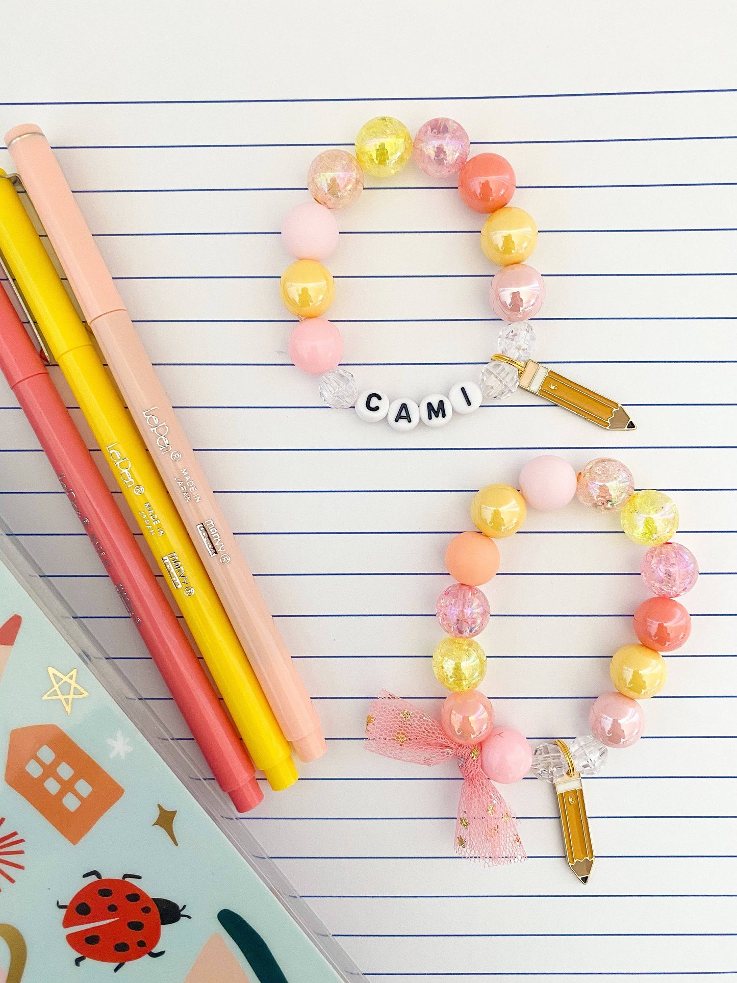 Back to School: Pencil PASTEL Colors Charm Bracelet