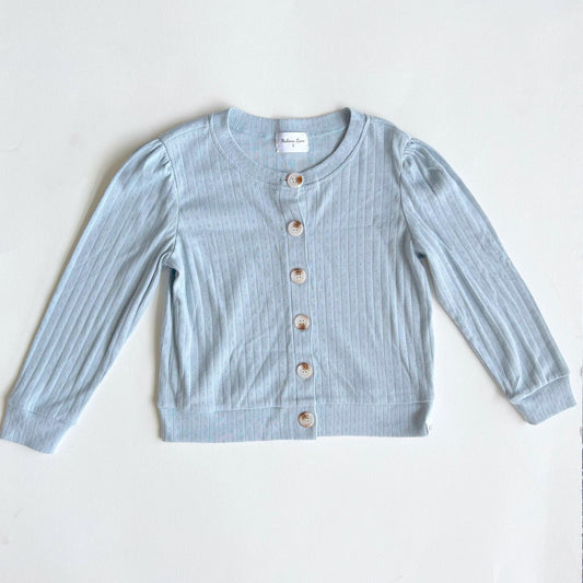 Dusty Blue Vintage Pointelle Cardigan