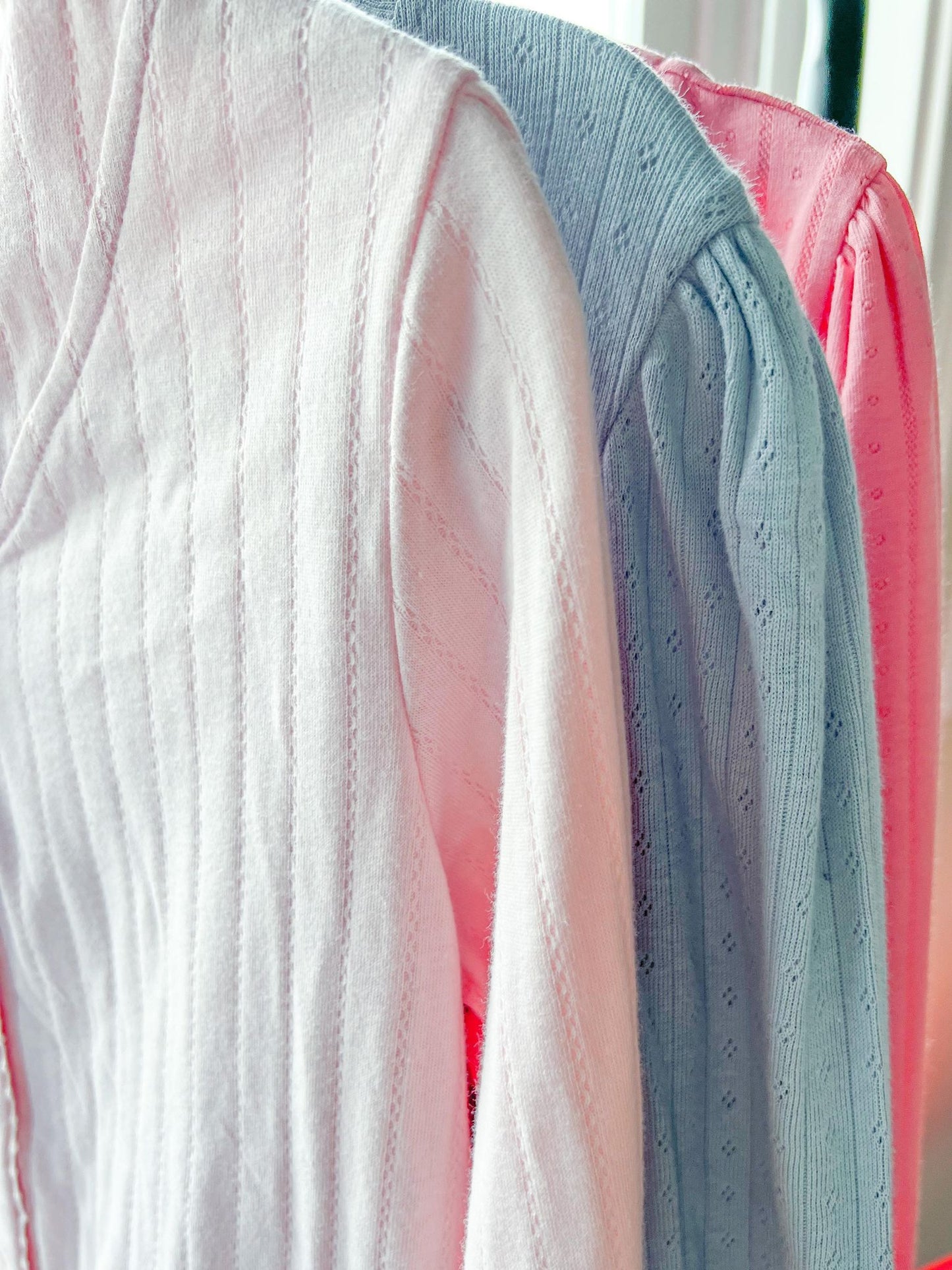 Dusty Blue Vintage Pointelle Cardigan