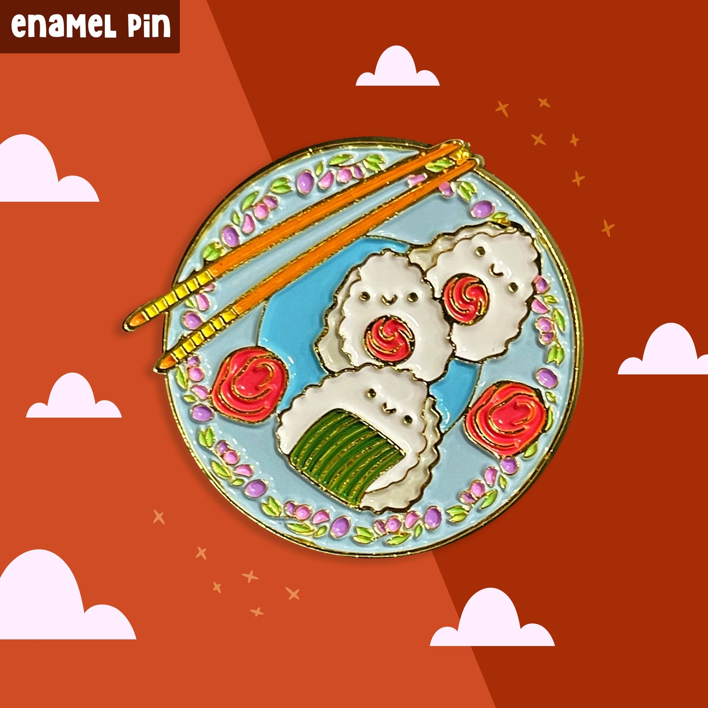 Kawaii onigiri sushi enamel pin