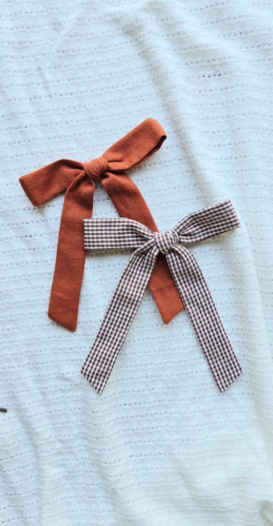 Long Tail Ribbon Bow on Clip • Pumpkin Spice